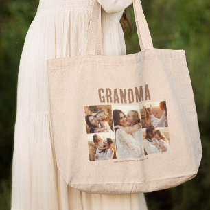Grandma 5 Photo Collage Personalised Large Tote Bag