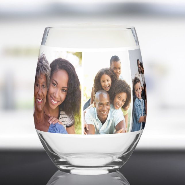Grandma 5 Photo Collage Stemless Wine Glass (Creator Uploaded)