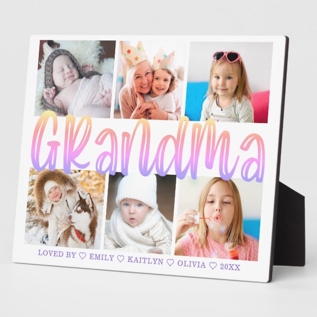 GRANDMA 6 Photo Collage  Modern Personalised 8x10 Plaque (Side)