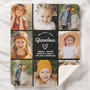 Grandma 8-Photo Collage Text Gift Personalised Sherpa Blanket