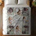 Grandma 8-Photo Custom Text Personalised Gift Fleece Blanket<br><div class="desc">Personalised photo collage gift blanket for Grandma is a heartfelt and cosy way to celebrate the love between grandchildren and their grandmother. This custom blanket design features nine photo slots, allowing you to showcase favourite family memories in a stylish grid layout. At the centre, elegant typography displays the words “Love...</div>