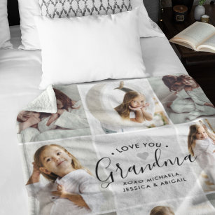 Grandma 8-Photo Custom Text Personalised Gift Fleece Blanket