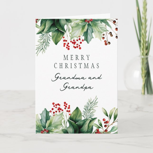 Grandma and Grandpa Christmas Folded Holiday Card (Front)