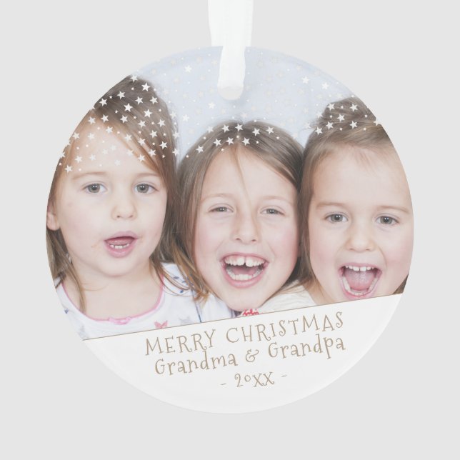 Grandma and Grandpa Christmas Photo Keepsake Ornament (Back)
