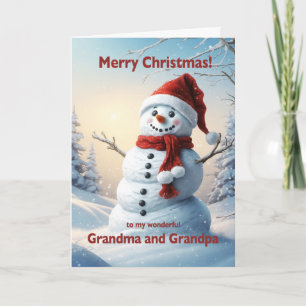 Grandma and Grandpa Christmas Snowman  Holiday Card