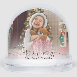 Grandma and Grandpa Grandkids Photos Christmas Snowglobe