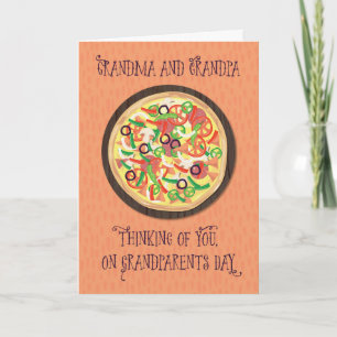 Grandma and Grandpa Tween Teen Pizza Grandparents Card