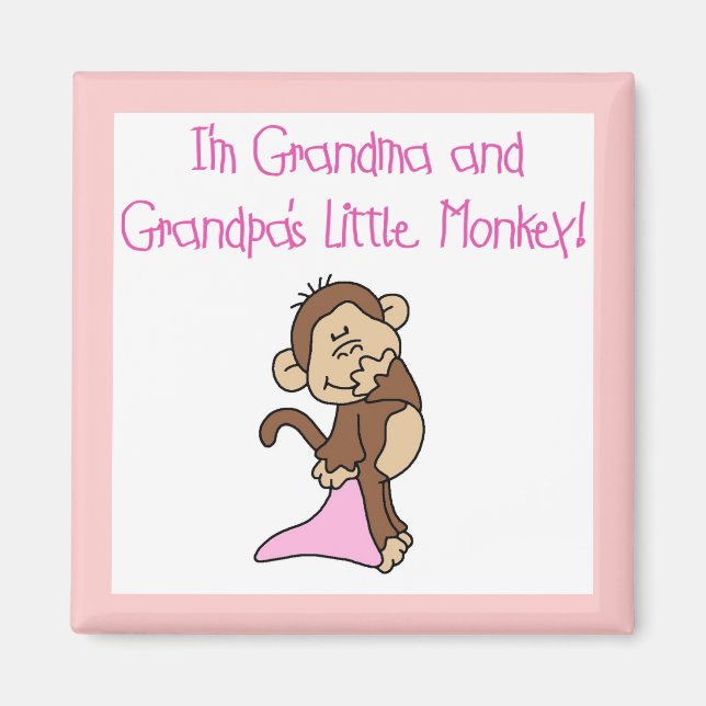Grandma and Grandpa's Monkey - Pink Magnet (Front)