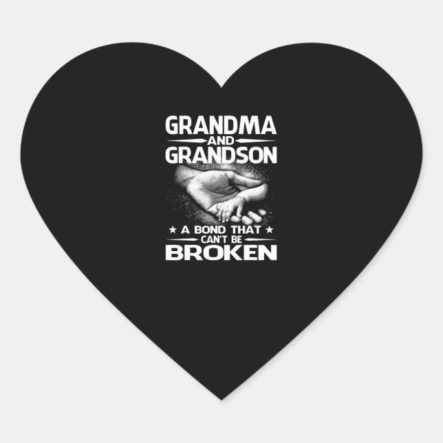 Grandma and Grandson A Bond That Can't Be Broken Heart Sticker (Front)