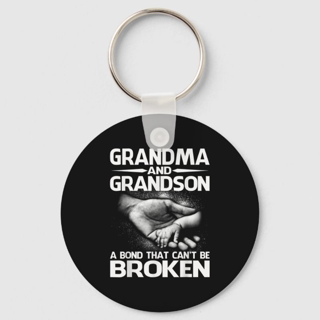 Grandma And Grandson A Bond That Can't Be Broken  Key Ring (Front)