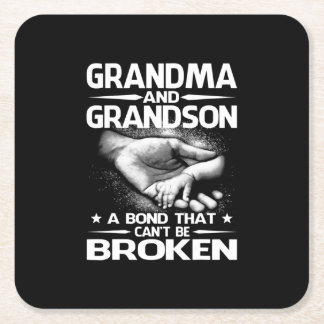 Grandma and Grandson A Bond That Can't Be Broken Square Paper Coaster