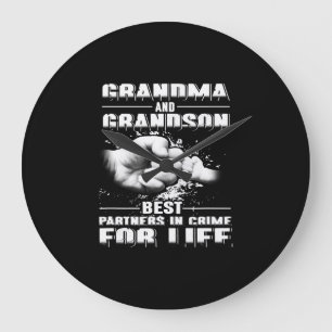 Grandma And Grandson Best Partners Crime For Life Large Clock