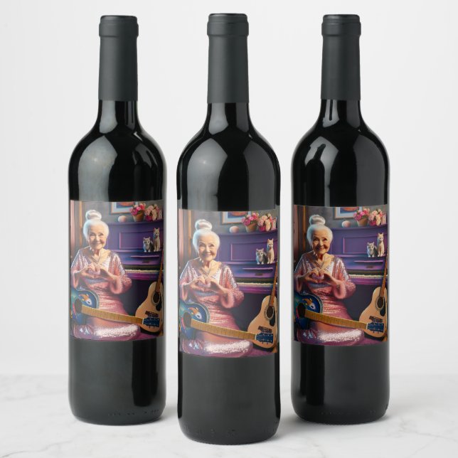 Grandma and Heart Hands Wine Label (Bottles)