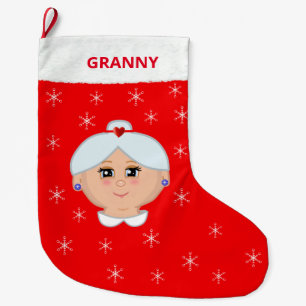 Grandma and Snowflakes Christmas Stocking