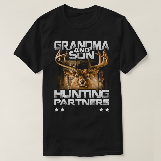 grandma and Son Hunting Partners For Life T-Shirt  (Design Front)