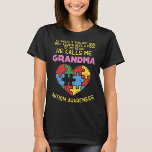Grandma Autism Awareness Austistic Boy Piece My He T-Shirt