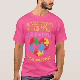 Grandma Autism Awareness Austistic Boy Piece My He T-Shirt