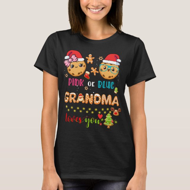 Grandma Baby Gender Reveal Christmas Gingerbread B T-Shirt (Front)