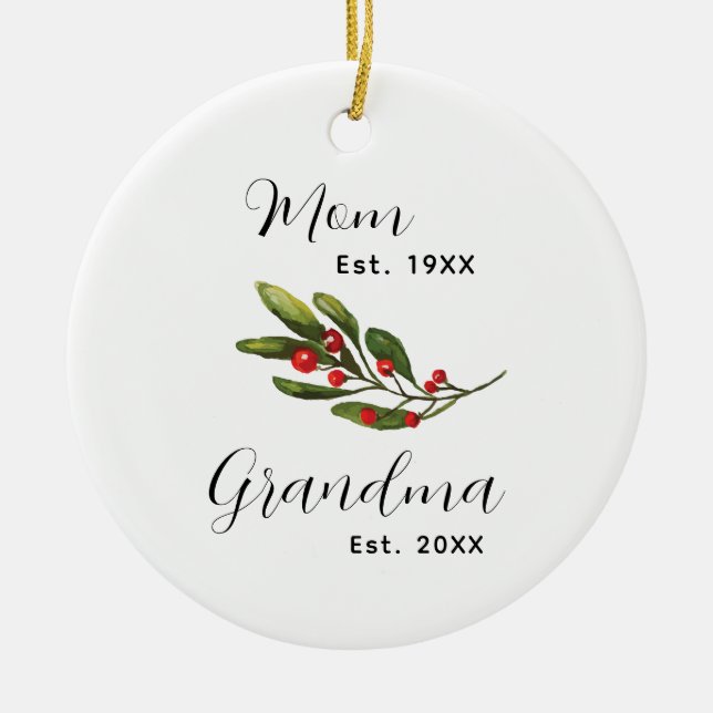 Grandma Baby's Photo Christmas Keepsake Ceramic Tree Decoration (Front)