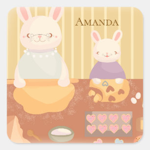 Grandma Baking Cookies Square Sticker