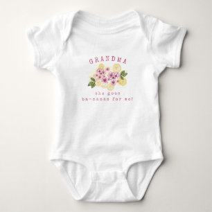 Grandma Banana Floral Cute Pun Baby Bodysuit