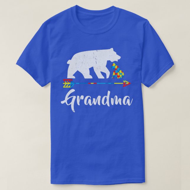 Grandma Bear Autism Awareness Proud Autism Mum T-Shirt (Design Front)