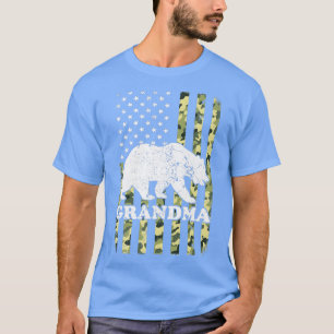 Grandma Bear Camping Hiking Camouflage USA America T-Shirt