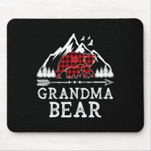 Grandma Bear Christmas Buffalo Plaid Family Matchi Mouse Mat