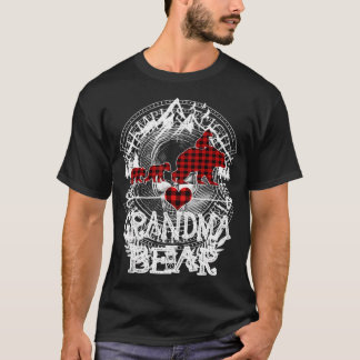 Grandma Bear Christmas Pajama Red Plaid Buffalo Fa T-Shirt