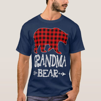 Grandma Bear Christmas Pajama Red Plaid Buffalo Fa T-Shirt