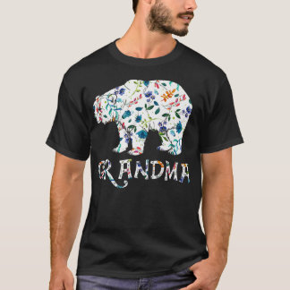 Grandma Bear Floral Gifts Matching Family Flower P T-Shirt