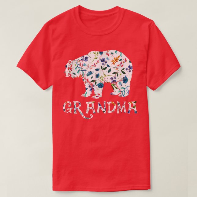 Grandma Bear Floral Gifts Matching Family Flower  T-Shirt (Design Front)