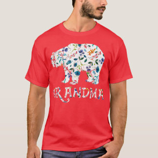 Grandma Bear Floral Gifts Matching Family Flower T-Shirt