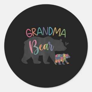 Grandma Bear Love Support Autism Awareness Bear Fa Classic Round Sticker