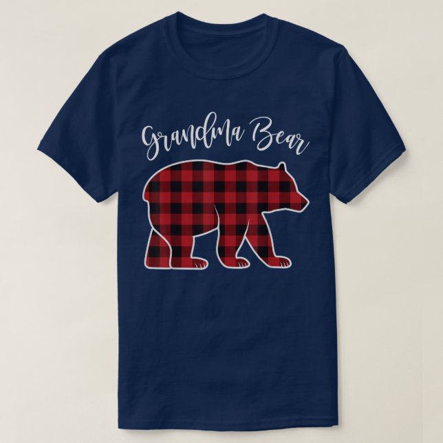 Grandma Bear Pajama Red Buffalo Xmas Funny Family  T-Shirt (Design Front)