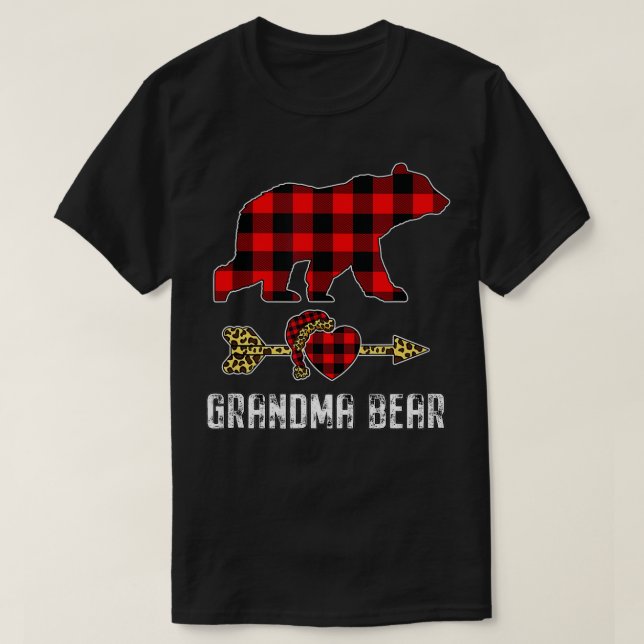Grandma Bear Red Buffalo Plaid Matching Christmas  T-Shirt (Design Front)
