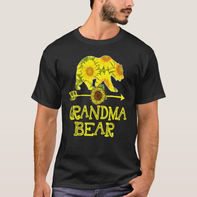 Grandma Bear Sunflower Family Matching Mother's Da T-Shirt (Front)
