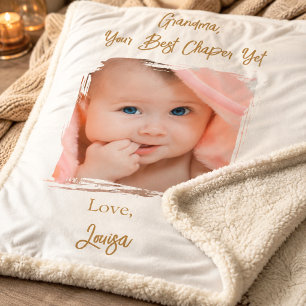 Grandma Best Chapter Photo Grandchild fleece Sherpa Blanket