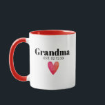 Grandma Birth Announcement Mug<br><div class="desc">Grandma Est. 20XX. This cute design is the perfect way to announce your pregnancy to a brand new grandmother, grandma, gamma, nana, granny, etc. Great Mother's Day gift for any grandparent to be. Whether it's a boy, it's a girl, it's twins, it's triplets, or it's just one bundle of joy....</div>