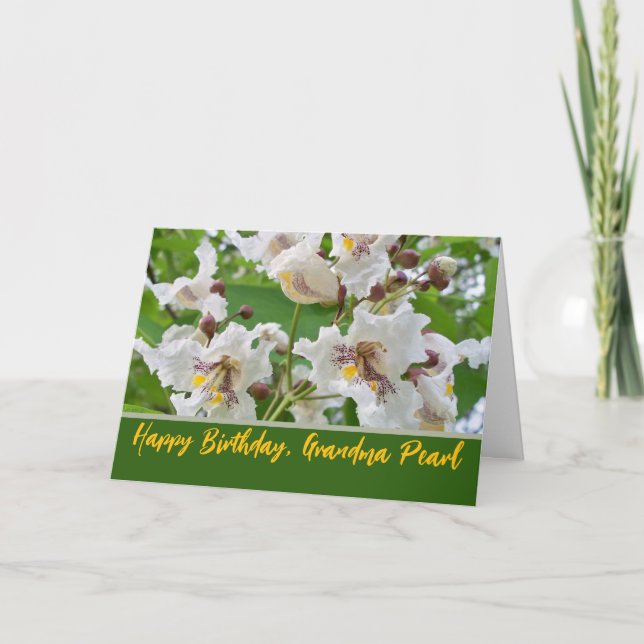 Grandma Birthday Add a Name with Catalpa Blooms Card (Front)