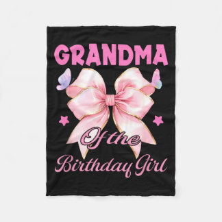 Grandma birthday girl matching coquette pink bow  fleece blanket