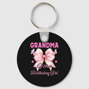 Grandma birthday girl matching coquette pink bow key ring