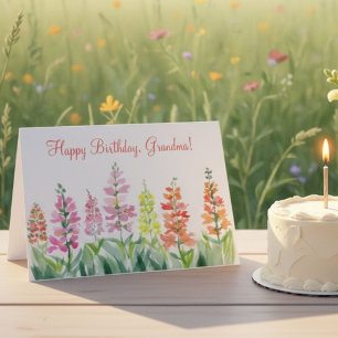 Grandma Birthday Snapdragons Watercolor Floral Card