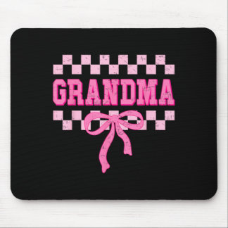 Grandma Birthday Squad Matching Pink Bow Checkered Mouse Mat