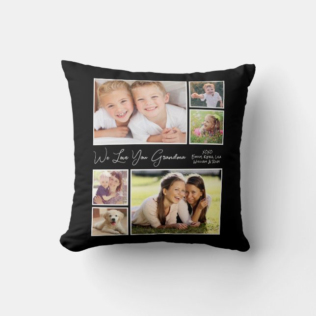 Grandma Black Photo Cushion (Front)