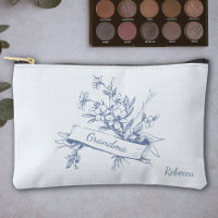 Grandma Blue Toile Floral Cosmetic