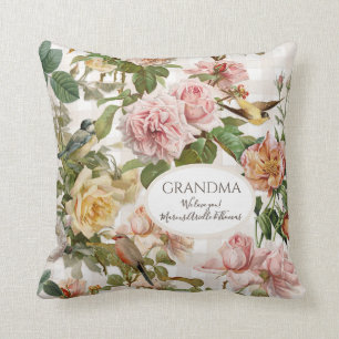 Grandma Blush Pink Rose Floral Elegant Mothers Day Cushion