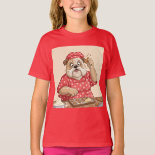 Grandma Bulldog Baking Cookies by Natasha Us T-Shirt