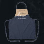 Grandma Challah is Love Made All-Over Print Apron<br><div class="desc">Challah is Love Made Edible. NAVY & TAN. Clean Modern Script design.Your Homemade Challah is a frame-worthy work of art. Sign your masterpiece with a flourish with this understated classy ALL-OVER PRINT APRON.. Coordinates with our matching Challah Dough Cover which you can find here: https://www.zazzle.com/collections/coordinated_apron_sets-119984004460509285 ABOUT OUR CHALLAH DOUGH COVERS:...</div>