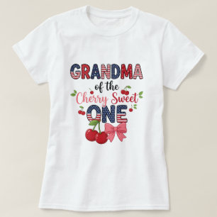 Grandma Cherry Sweet One Cute Birthday Family T-Shirt